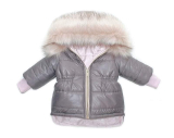 dievčenská bunda s kapucňou sivá 116