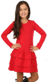 dievčenské bavlnené šaty s volánmi červené