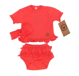 detský komplet tričko, kraťasy a čelenka malinový