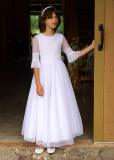 dievčenské dlhé šaty s guipure na 1. sv. prijímanie biele