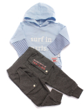 detská súprava tričko s kapucňou + sivé nohavice SURFIN