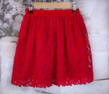 dievčenská krajková sukňa červená