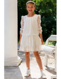 dievčenské čipkované šaty s volánom ecru