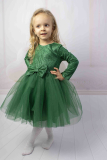 dievčenské trblietavé šaty s veľkou mašľou zelené