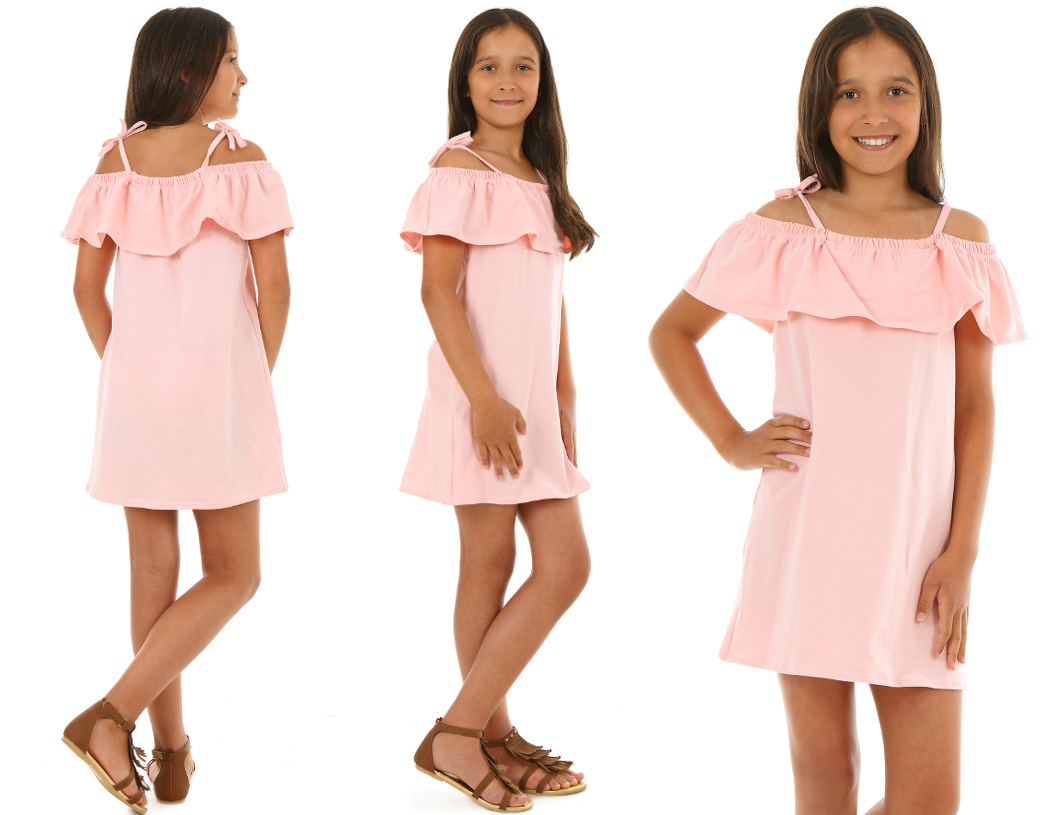 dievčenské letné šaty s volánom  ružové