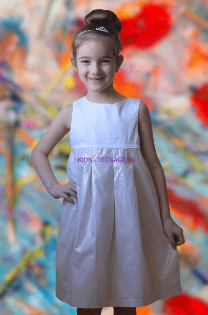 dievčenské šaty LOSAN v bielozlatej farbe