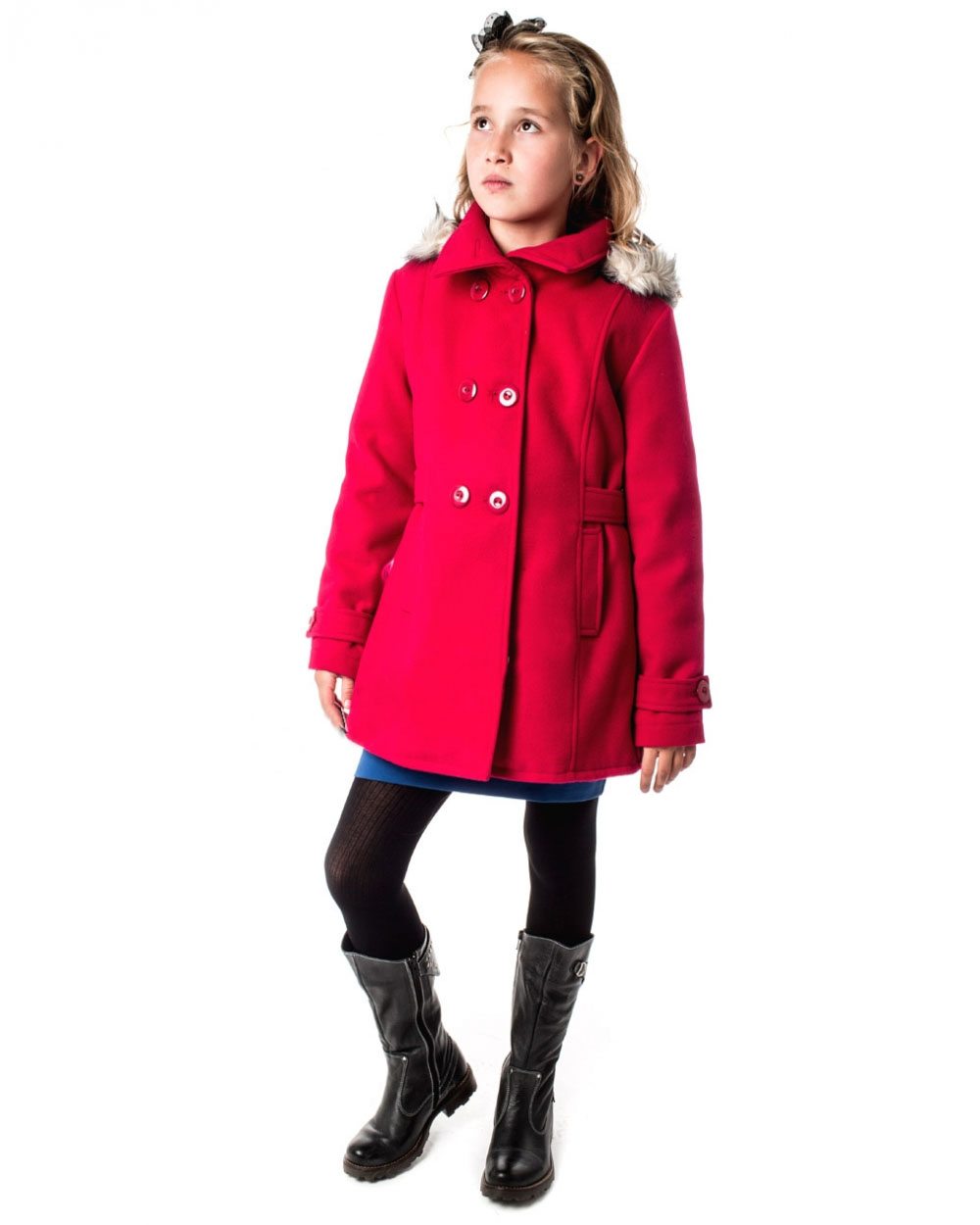 dievčenský flaušový kabát ANGELA červený