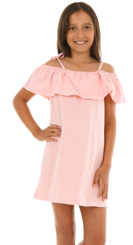 dievčenské letné šaty s volánom  ružové