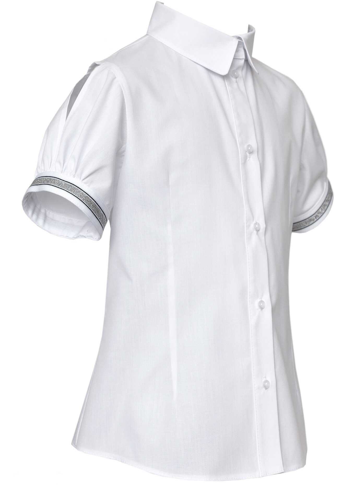 Dievčenská biela košeľa s krátkym rukávom