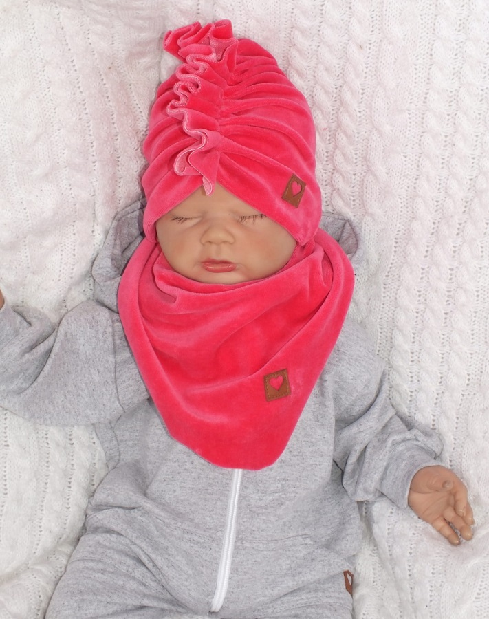 detská velúrová súprava turban + šatka