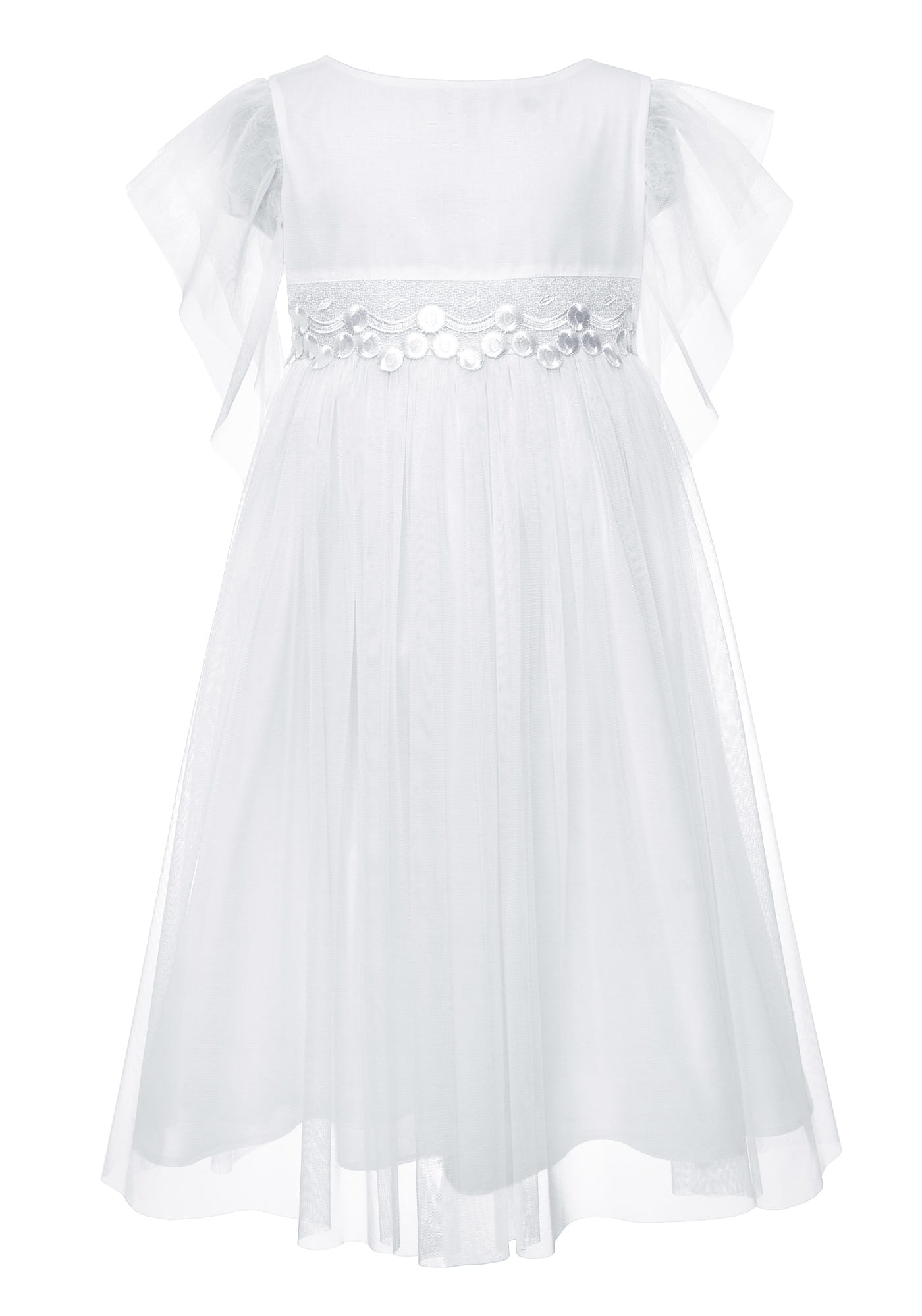 dievčenské šaty s čipkou v páse na 1. sv. prijímanie biele