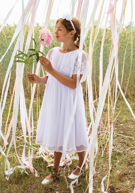 dievčenské čipkované šaty na 1. sv. prijímanie biele