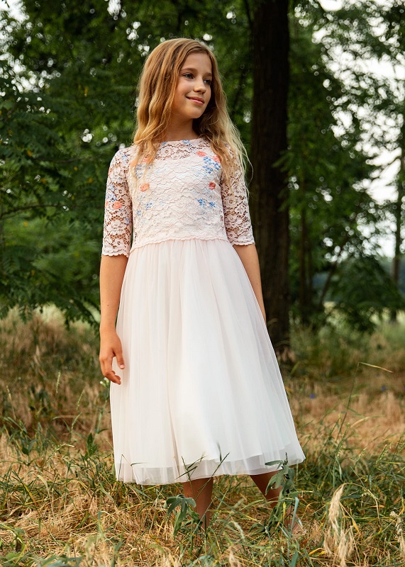 dievčenské šaty s čipkovaným bolerkom ružové