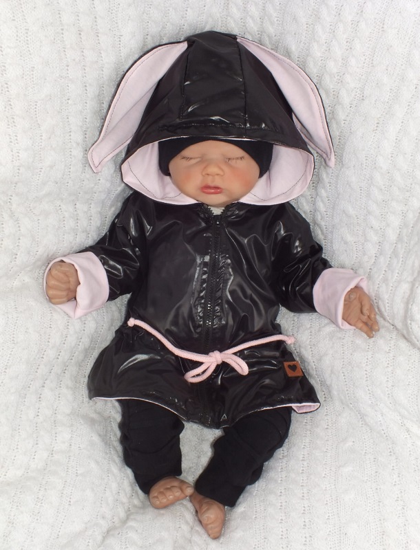 detská tenká bunda s kapucňou čierno-ružová