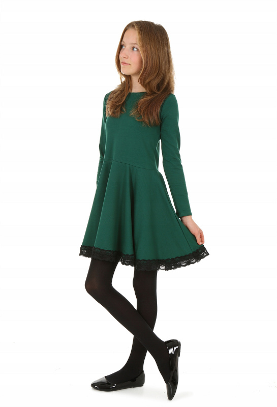 dievčenské šaty s krajkou smaragdové