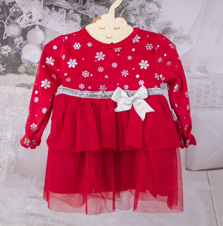 dievčenské velúrové šaty s hviezdičkami červené