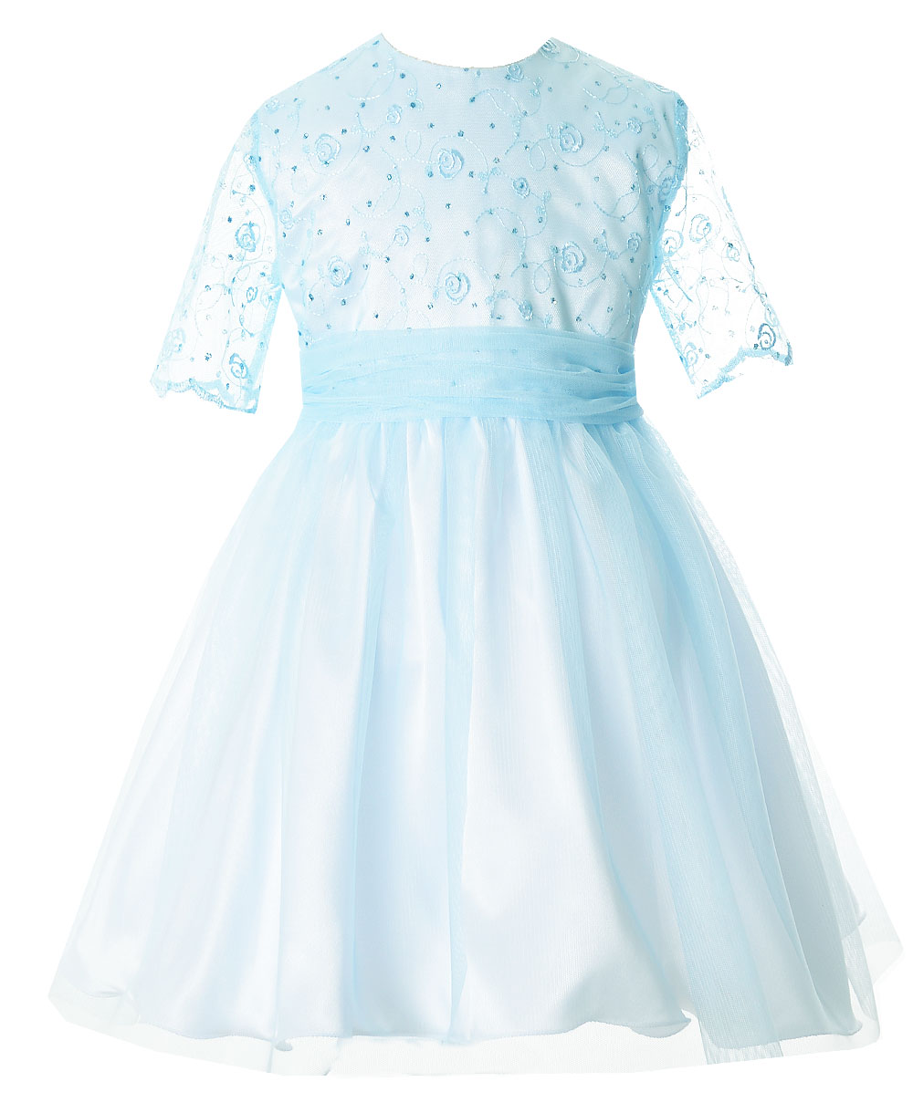 dievčenské šaty s čipkou MIA modré