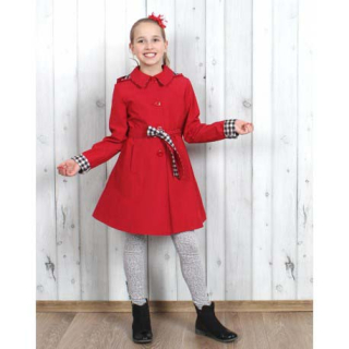 dievčenský jarný kabát s kapucňou MARYSIA červená