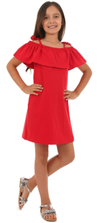 dievčenské letné šaty s volánom  červené