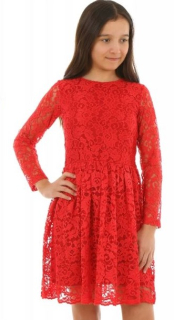 dievčenské čipkované šaty červené
