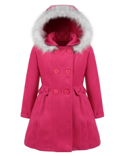 dievčenský flaušový kabát MIRABELLA ružovo-koralový
