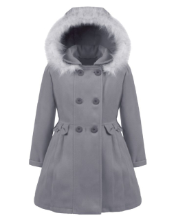dievčenský flaušový kabát MIRABELLA sivý