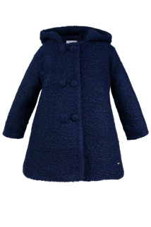 dievčenský zateplený kabát s kapucňou ELODY tmavomodrý