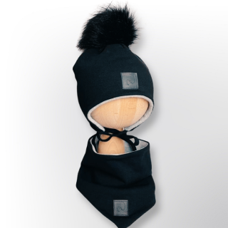 detská súprava na zimu čiapka + nákrčník čierna
