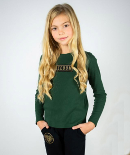 dievčenské tričko s dlhým rukávom FREEDOM zelené
