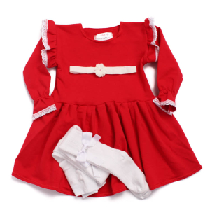 baby šaty s krajkou červené