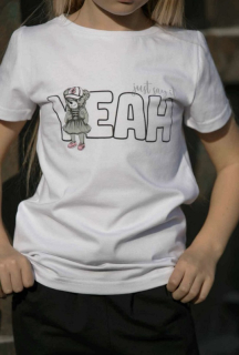 dievčenské tričko YEAH biele