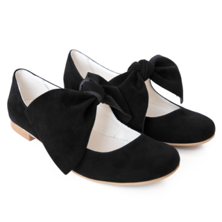 dievčenské elegantné topánky s mašľou čierne