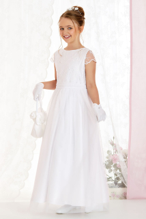 dievčenské slávnostné šaty s čipkou ANGIE biele