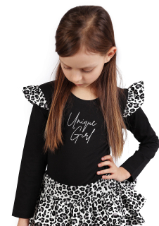 dievčenské tričko s volánom LEA čierne