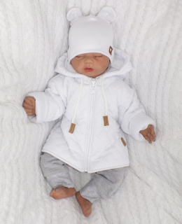 detská prešívaná bunda s kapucňou biela