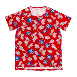 dámske tričko s krátkym rukávom červené kvety