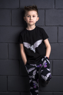 detské svietiace tričko s krátkym rukávom Netopier čierne