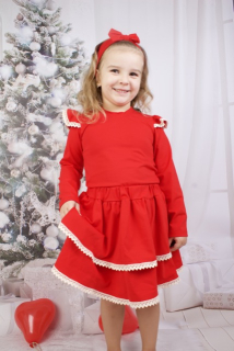 dievčenská sukňa s krajkou červená