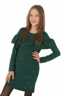 dievčenské šaty s hviezdami zelené