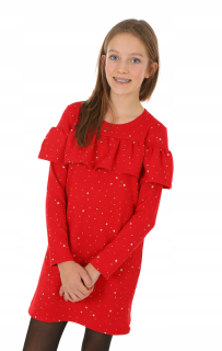 dievčenské šaty s hviezdami červené