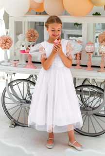 dievčenské šaty s perleťovými gombíkmi na 1. sv. prijímanie biele