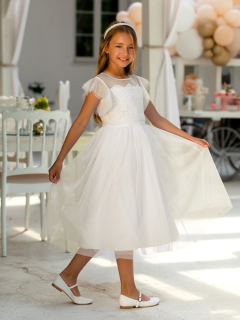 dievčenské šaty s čipkou na 1. sv. prijímanie ecru