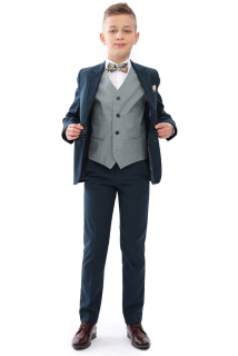 chlapčenský elegantný oblek s vestou TEO 122-152