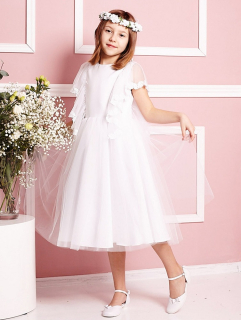 dievčenské šaty s vyšívanými rukávmi ISABEL biele