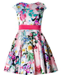 dievčenské kvetinové šaty CAROLINE svetloružové