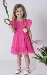 dievčenské sviatočné šaty s kvetinkami amarantové