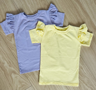 dievčenské jednofarebné tričko s volánikmi