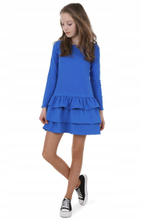 dievčenské volánové šaty modré