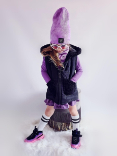 detská čiapka s nákrčníkom fialová