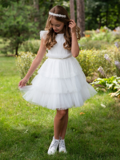 dievčenské šaty s volánikmi na 1. sv. prijímanie ecru